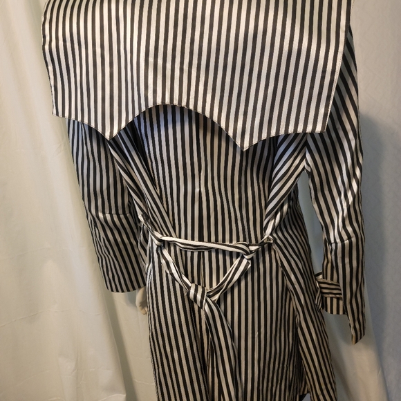 Vtg 90's Tulipe Of California RARE Black & White Striped Double Breasted Coat M - Picture 12 of 13